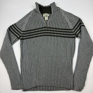 Vintage American Rag Cie Quarter-Zip Ribbed Sweater – Gray/Olive